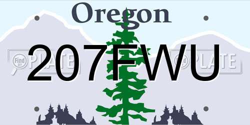 207FWU Oregon License Plate