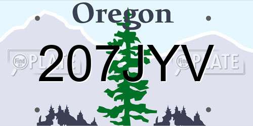 207JYV Oregon License Plate