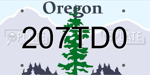 207TD0 Oregon License Plate