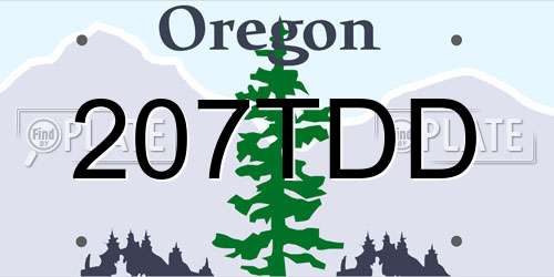 207TDD Oregon License Plate