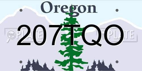 207TQO Oregon License Plate