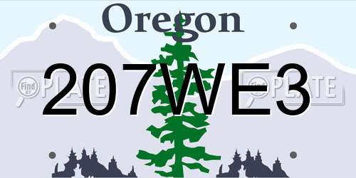 207WE3 Oregon License Plate
