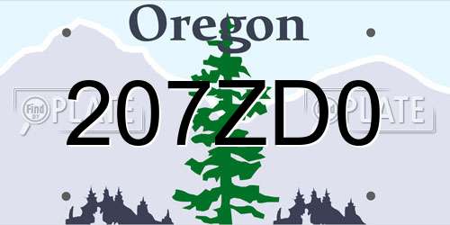 207ZD0 Oregon License Plate