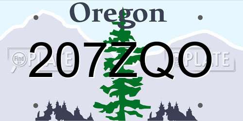 207ZQO Oregon License Plate