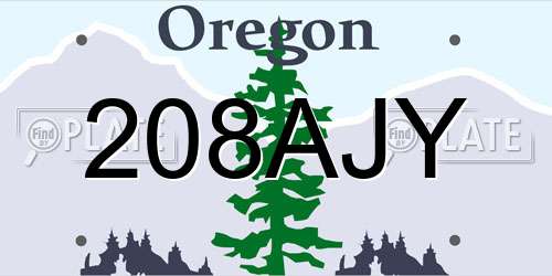 208AJY Oregon License Plate