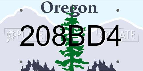 208BD4 Oregon License Plate