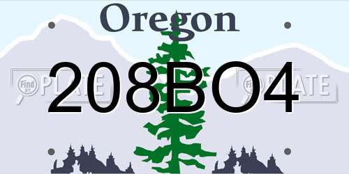 208BO4 Oregon License Plate