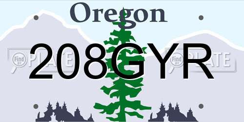 208GYR Oregon License Plate