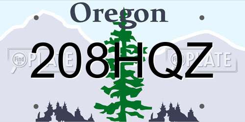 208HQZ Oregon License Plate