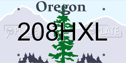 208HXL Oregon License Plate
