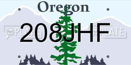208JHF Oregon License Plate