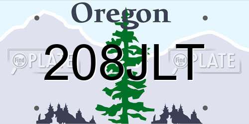 208JLT Oregon License Plate