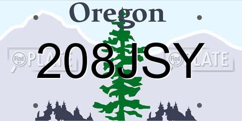 208JSY Oregon License Plate