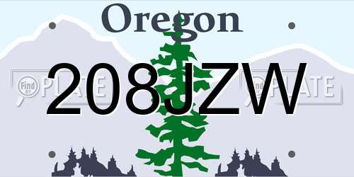 208JZW Oregon License Plate