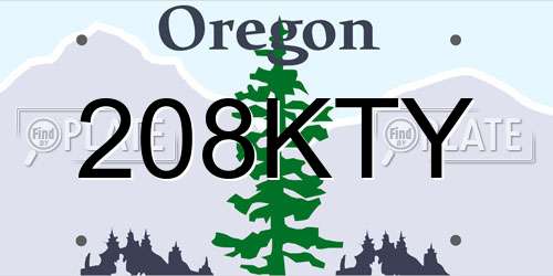 208KTY Oregon License Plate