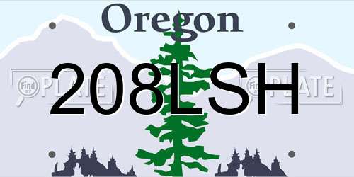 208LSH Oregon License Plate