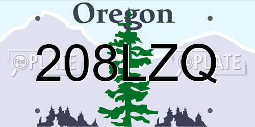 208LZQ Oregon License Plate
