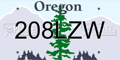 208LZW Oregon License Plate