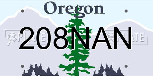 208NAN Oregon License Plate