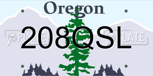 208QSL Oregon License Plate
