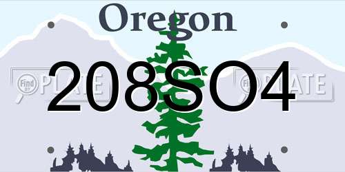 208SO4 Oregon License Plate