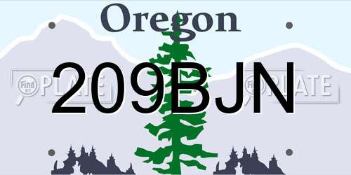 209BJN Oregon License Plate