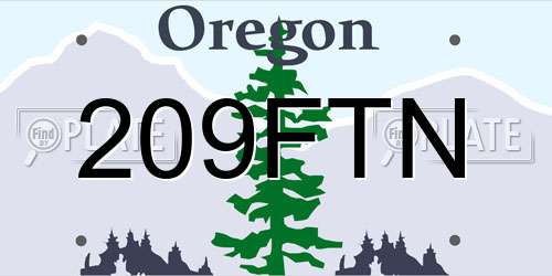 209FTN Oregon License Plate