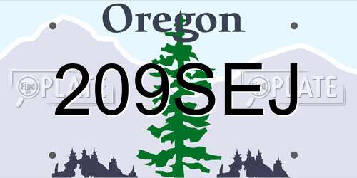 209SEJ Oregon License Plate