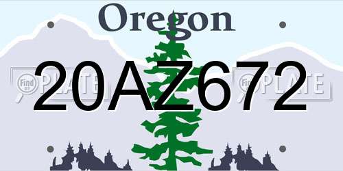 20AZ672 Oregon License Plate
