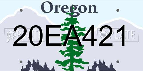 20EA421 Oregon License Plate