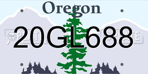 20GL688 Oregon License Plate