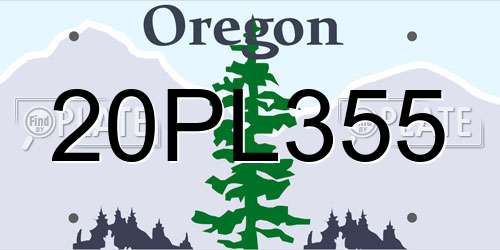 20PL355 Oregon License Plate