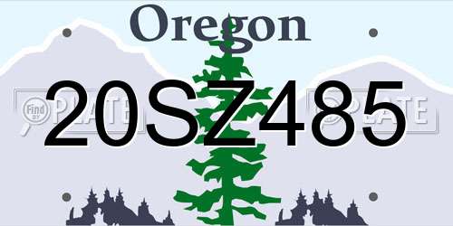 20SZ485 Oregon License Plate