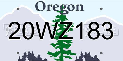 20WZ183 Oregon License Plate