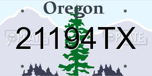 21194TX Oregon License Plate
