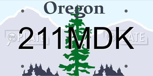 211MDK Oregon License Plate