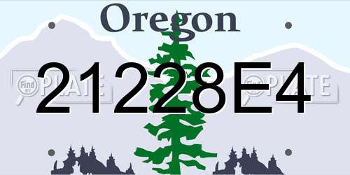 21228E4 Oregon License Plate