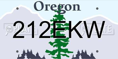 212EKW Oregon License Plate