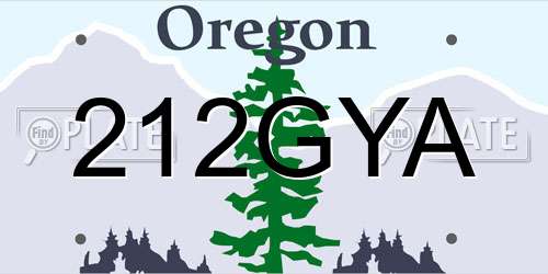 212GYA Oregon License Plate