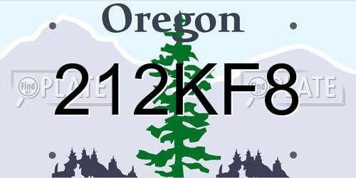 212KF8 Oregon License Plate