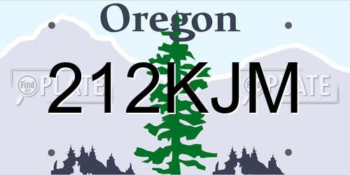212KJM Oregon License Plate