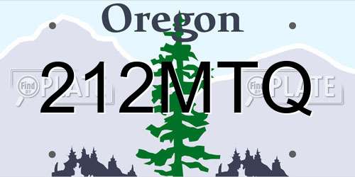 212MTQ Oregon License Plate