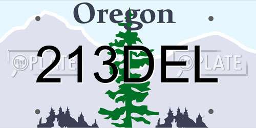 213DEL Oregon License Plate
