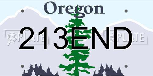 213END Oregon License Plate
