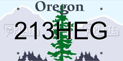 213HEG Oregon License Plate