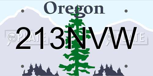 213NVW Oregon License Plate