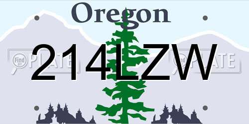 214LZW Oregon License Plate