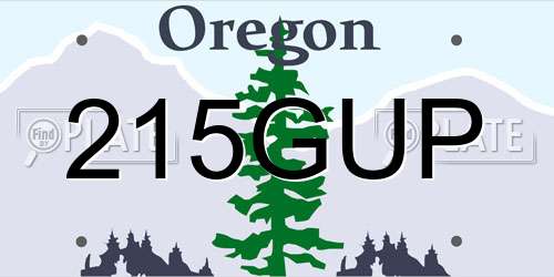 215GUP Oregon License Plate