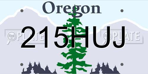 215HUJ Oregon License Plate