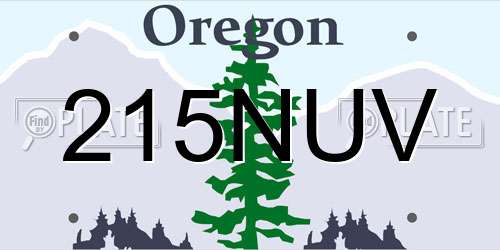 215NUV Oregon License Plate
